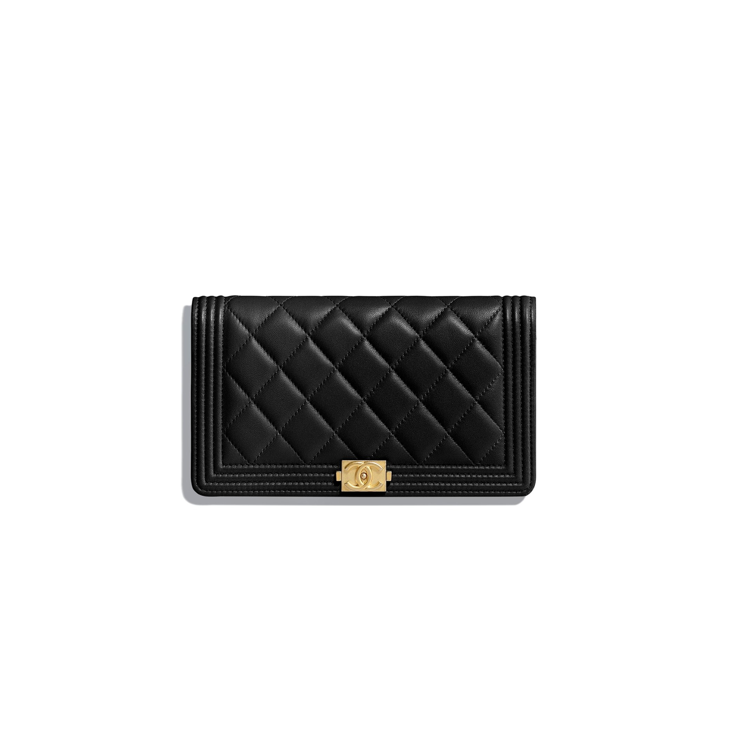 CHANEL LAMBSKIN QUILTED BOY WALLET ON CHAIN WOC (19*12.5*3.5cm)